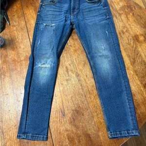 Zara Men's Distressed Blue Skinny Jeans